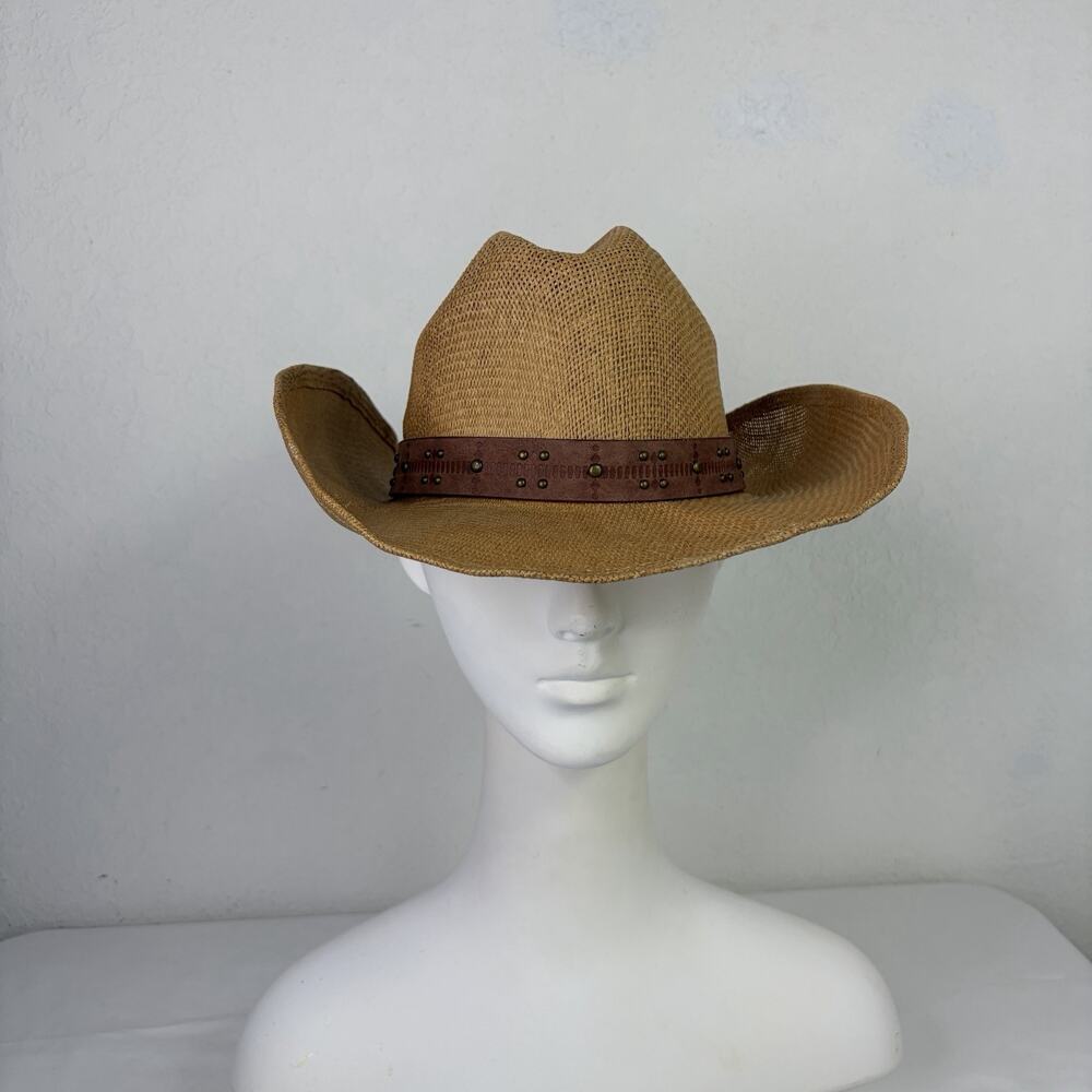 Frye Southwestern style Hat Size One, 100% paper, brown woven straw hat, cowgirl